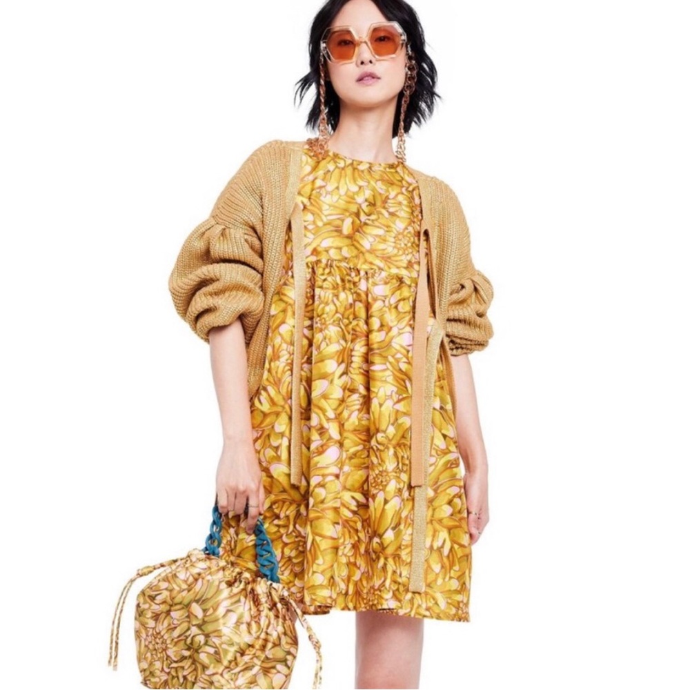 Kika Vargas x Target Mum Floral Puff Sleeve Mini Dress - Gold, XXS